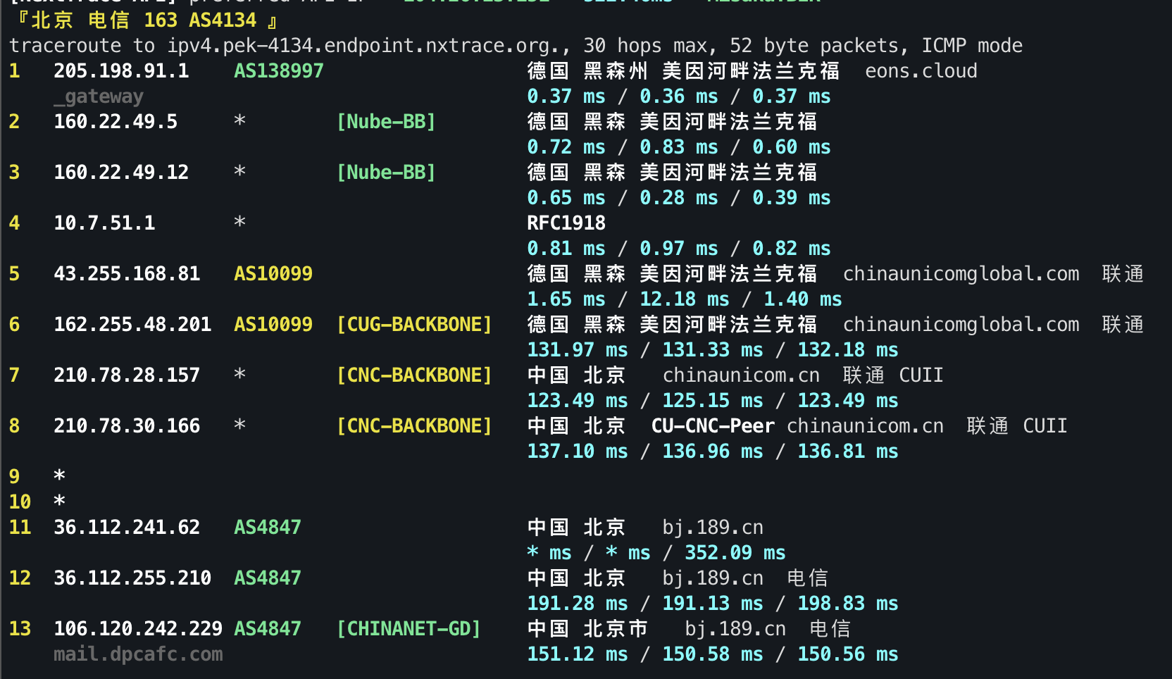 IPv4 回程 ICMP 3